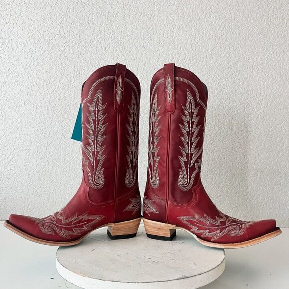 Lane LEXINGTON Womens Cowboy Boots 8.5 Red Western Boots Cowgirl Mid Calf Tall - Picture 7 of 10